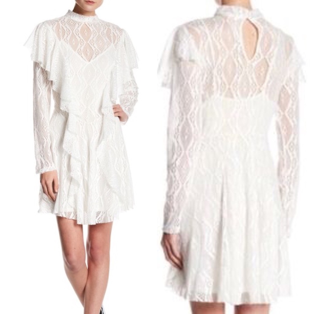 ✨NWT Free People Mock Neck Lace Dress Ivory - Picture 4 of 8